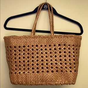 Leather woven purse
